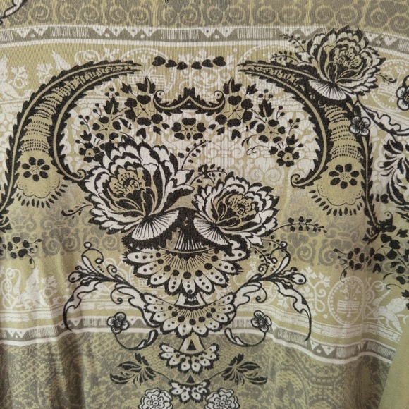 Y2K Green Paisley Rhinestone Top Womens Plus Size 1X Boho Fairy Grunge Romantic - Picture 8 of 8